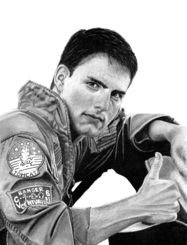 Dibujo titulada "Top Gun" por Paul Stowe, Obra de arte original, Grafito