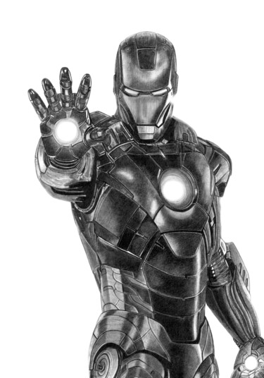 Dessin intitulée "Iron Man 2022" par Paul Stowe, Œuvre d'art originale, Graphite