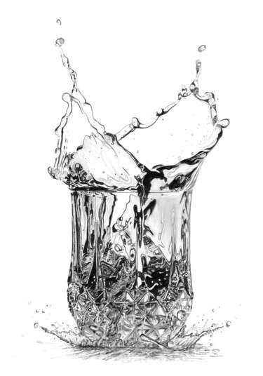 Drawing titled "Whisky Tumbler Spla…" by Paul Stowe, Original Artwork, Pencil