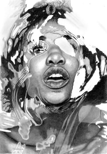 Рисунок под названием "Submerged 2023" - Paul Stowe, Подлинное произведение искусства, Карандаш