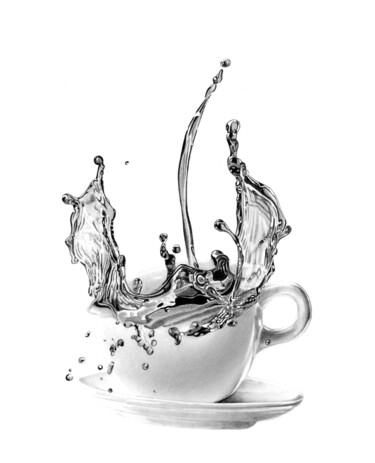 Drawing titled "Coffee Splash #3" by Paul Stowe, Original Artwork, Graphite