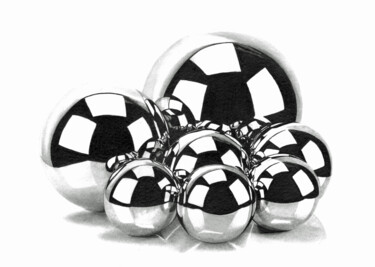 Drawing titled "Shiny Chrome Balls…" by Paul Stowe, Original Artwork, Graphite