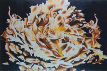 Schilderij getiteld "Human coral" door Paul Van Groningen, Origineel Kunstwerk, Olie