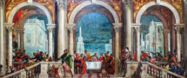 Pintura titulada "Dîner à la Casa Levi" por Paul Véronèse, Obra de arte original, Oleo