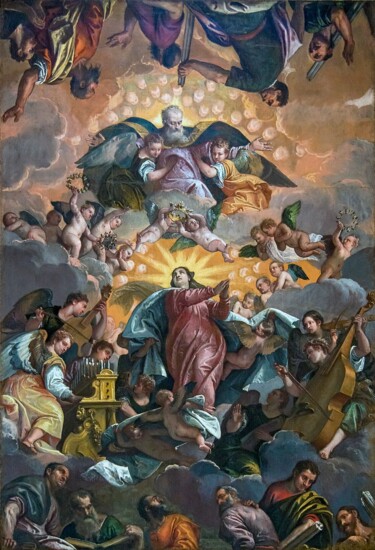 Pintura intitulada "Assomption de Marie" por Paul Véronèse, Obras de arte originais, Óleo