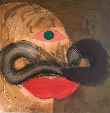 Schilderij getiteld "big moustache" door Paul Yves Poumay, Origineel Kunstwerk, Acryl