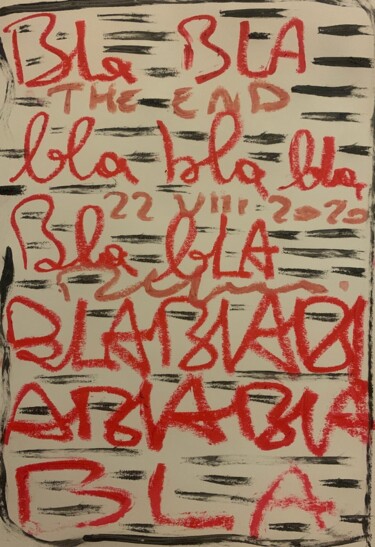 Tekening getiteld "bla-bla-bla" door Paul Yves Poumay, Origineel Kunstwerk, Inkt