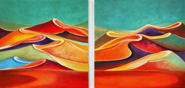 Pittura intitolato "The Desert- Diptych" da Paula Berteotti, Opera d'arte originale, Olio