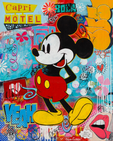 Malerei mit dem Titel "Mickey at Capri Mot…" von Paula Gibbs, Original-Kunstwerk, Acryl