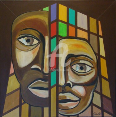 Painting titled "« Regarde Africaine…" by Paula Gil, Original Artwork, Acrylic