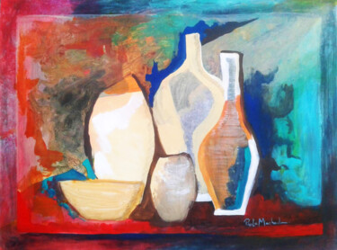 Digital Arts titled "Vasos em Fusão" by Paula Machado, Original Artwork, Digital Painting