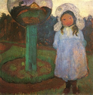 Pittura intitolato "Jeune fille dans le…" da Paula Modersohn-Becker, Opera d'arte originale, Tempera
