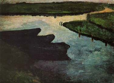 Pittura intitolato "Canal de marais ave…" da Paula Modersohn-Becker, Opera d'arte originale, Tempera