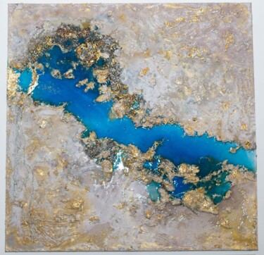 Painting titled "River" by Paula Moura, Original Artwork, Resin