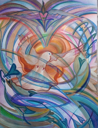 Dibujo titulada "Paz del Señor" por Paula Reschini Mengoni, Obra de arte original, Acrílico Montado en Otro panel rígido