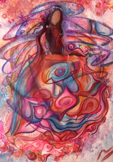 Pintura titulada "Princesa de las Ros…" por Paula Reschini Mengoni, Obra de arte original, Acrílico Montado en Otro panel rí…