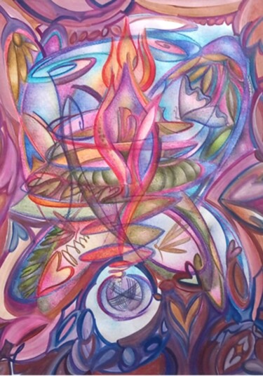 Dibujo titulada "Gran Espíritu" por Paula Reschini Mengoni, Obra de arte original, Acrílico Montado en Otro panel rígido
