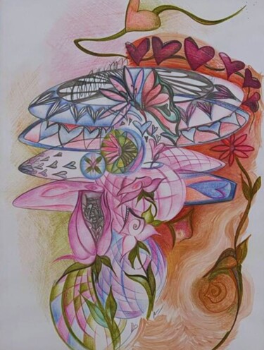 Рисунок под названием "Una flor per cápita" - Paula Reschini Mengoni, Подлинное произведение искусства, Карандаш