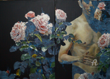Schilderij getiteld "Arreglo Floral n°7…" door Paula Solís Burgos, Origineel Kunstwerk, Olie Gemonteerd op Frame voor houten…