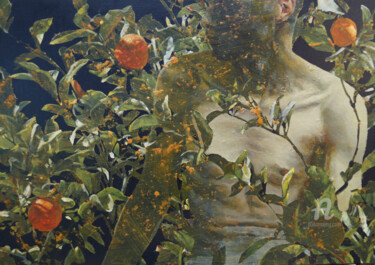 Painting titled "Estudio arreglo Flo…" by Paula Solís Burgos, Original Artwork, Oil Mounted on Wood Stretcher frame