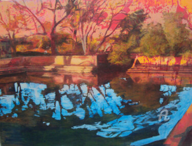 Schilderij getiteld "Lago" door Paula Solís Burgos, Origineel Kunstwerk, Olie