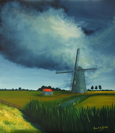Painting titled "Storm" by Paula C. L. Santos, Original Artwork, Oil