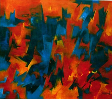 Pintura titulada "Fuego en las Rocas" por Paula Weiszkopf, Obra de arte original