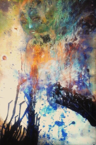 Ζωγραφική με τίτλο ""CHAOS LUNAIRE"" από Paula Clemence, Αυθεντικά έργα τέχνης, Χρωστικές ουσίες
