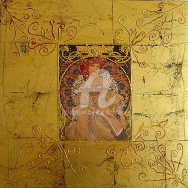 Malerei mit dem Titel "MUCHA D'APRES PAULA…" von Paula Clemence, Original-Kunstwerk