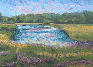Painting titled "River View" by Paula Emery, Original Artwork, Oil