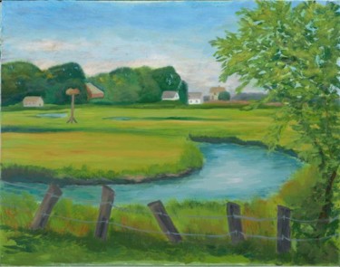 Peinture intitulée "Fall on the Marsh" par Paula Emery, Œuvre d'art originale, Huile