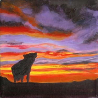 Pintura titulada "Lonesome Lobo" por Paula Emery, Obra de arte original, Oleo