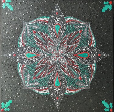 Malerei mit dem Titel "Silent Night Mandala" von Paula Georgiana Mihai, Original-Kunstwerk, Acryl