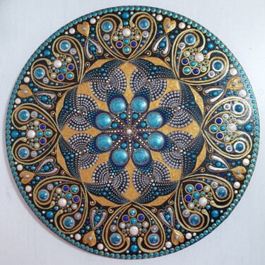 Painting titled "The Crown Mandala" by Paula Georgiana Mihai, Original Artwork, Acrylic Mounted on Wood Stretcher frame