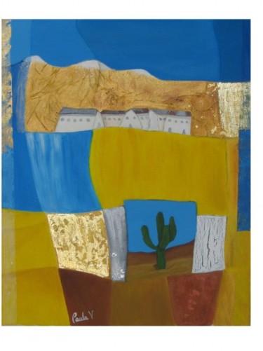 Картина под названием "Pueblo del Norte" - Paula Valdivia, Подлинное произведение искусства, Масло