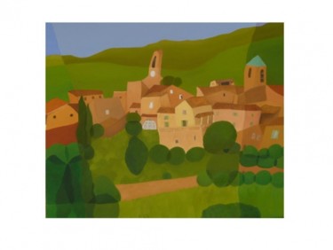 Painting titled "Lourmarin" by Paula Valdivia, Original Artwork, Oil Mounted on Wood Stretcher frame