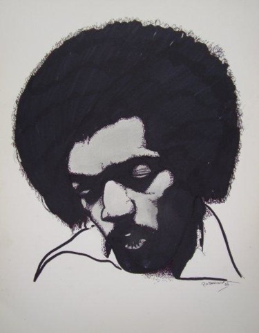 Schilderij getiteld "Jimi Hendrix" door Paul Berkholst, Origineel Kunstwerk