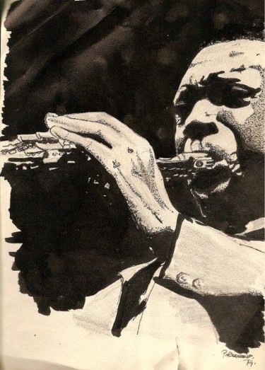 Schilderij getiteld "John Coltrane" door Paul Berkholst, Origineel Kunstwerk