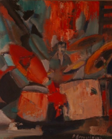 Pintura titulada "Batteur de jazz" por Paul Breugelmans, Obra de arte original