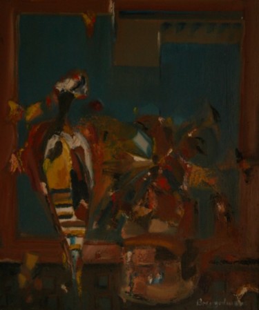 Painting titled "Pirogue sur le fleu…" by Paul Breugelmans, Original Artwork