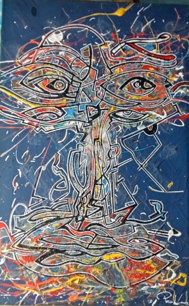 Pintura intitulada "l'homme bipolaire" por Paulcards, Obras de arte originais, Acrílico