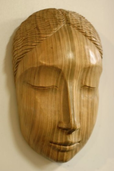 Sculpture intitulée "masque de paix" par Paul Crochat, Œuvre d'art originale, Bois