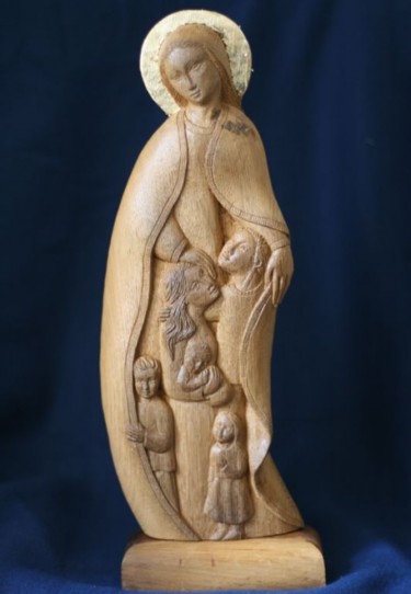 Sculpture intitulée "ND de la famille" par Paul Crochat, Œuvre d'art originale, Bois