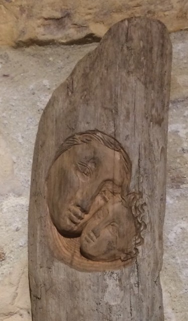 Sculpture titled "Vierge à l'enfant" by Paul Crochat, Original Artwork