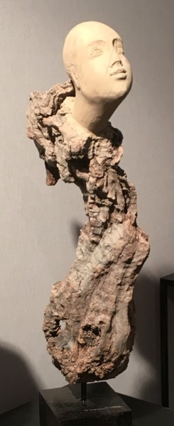 Scultura intitolato "Vers la lumière" da Paul Crochat, Opera d'arte originale, Legno