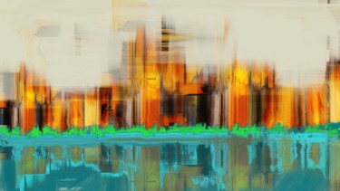 Digital Arts titled "panorama de la ville" by Paul Destaercke, Original Artwork, Digital Painting