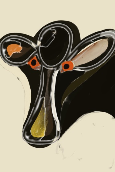 Digital Arts titled "la vache qui ne rit…" by Paul Destaercke, Original Artwork, Digital Painting