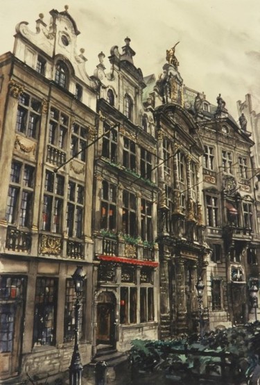 Peinture intitulée "Grand-Place, Bruxel…" par Paul Dmoch, Œuvre d'art originale, Aquarelle