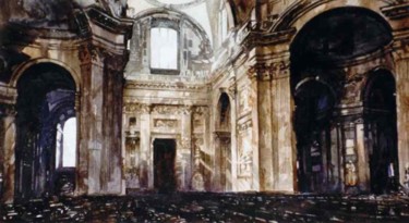 Peinture intitulée "Transept, Cathédral…" par Paul Dmoch, Œuvre d'art originale, Aquarelle