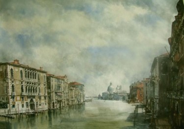 Peinture intitulée "Vue du Ponte dell'A…" par Paul Dmoch, Œuvre d'art originale, Aquarelle